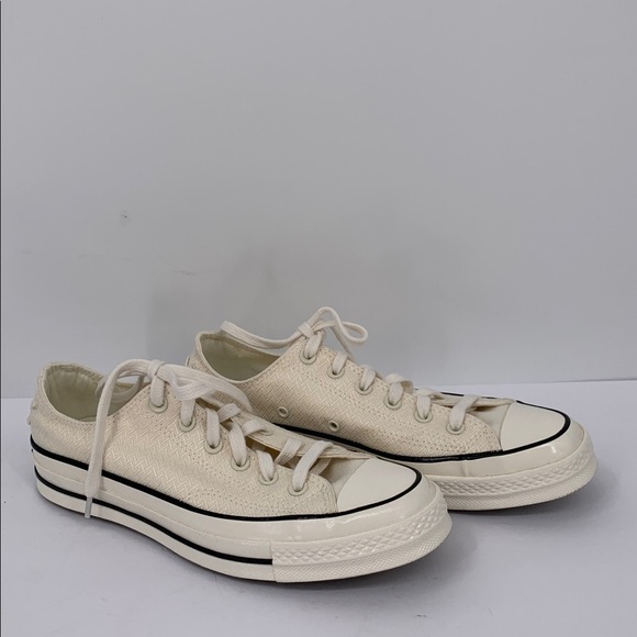 Converse Chuck Taylor low top canvas sneaker lace-up chevron ivory shoe new 10 - Picture 2 of 7